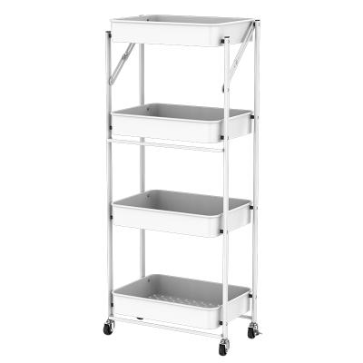 China Home.Hotel.Bathroom. universal living room kitchen folding. 4 Layers Rolling Utility Cart Plastic Storage Rack Shelving Cart With Locking Wheels for sale