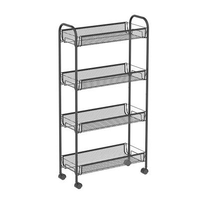 China CLASSIC Universal Slim Easy-glide Storage Rack Trolley Durable 4 Tier Organizer Narrow 4 Layer Utility Cart for sale