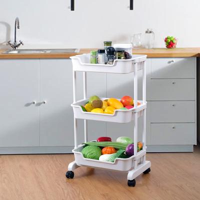 China Large Capacity OEM Utility 3 Tier Kitchen Home Vegetable Spa Trolley Rolling Cart Storage Bathroom Plastic Trolley for sale