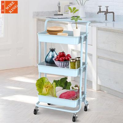 China Home.Hotel.Bathroom. the living room kitchen 3 tier roll. Cart No Screws Metal Utility Easy Assemble Sturdy Serving Cart Storage Cart With Handles for sale