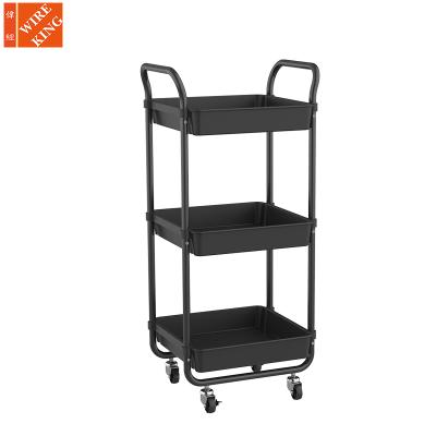 China Home.Hotel.Bathroom. living room kitchen 3 tier utility rolling cart. Universal Steel Vegetable Mobile Metal Storage Cart Kitchen Cart for Bathroom for sale