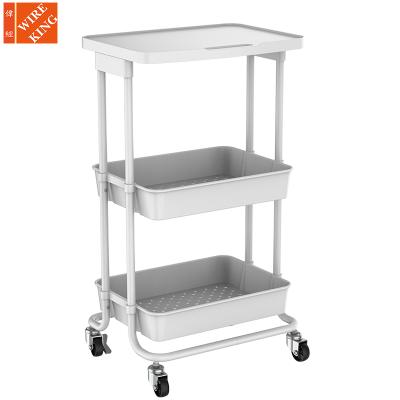 China Home.Hotel.Bathroom. living room kitchen dining room storage craft serving cart. Professional Kitchen Service Rolling Tier 3 Trolley Organizers Serving Tray With Tray for sale