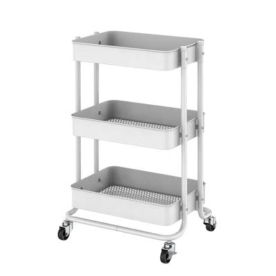 China Bath and Beyond 2022 Modern Design 3 Shelf Rainbow Rolling Cart Organizer Storage Trolley Bed Service for sale