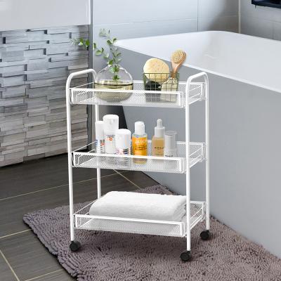 China Modern High Quality 3-Tier Kitchen Serving Rolling Cart With Metal Wheels Large Serving Trolley Storage And Storage Cart For Bathroom for sale