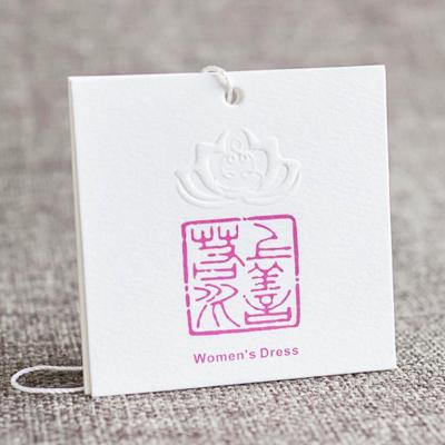 China Sustainable Custom Recyclable Decoupage Garment Clothes Printed Luxury Clothing Tags Hang Tags With String for sale