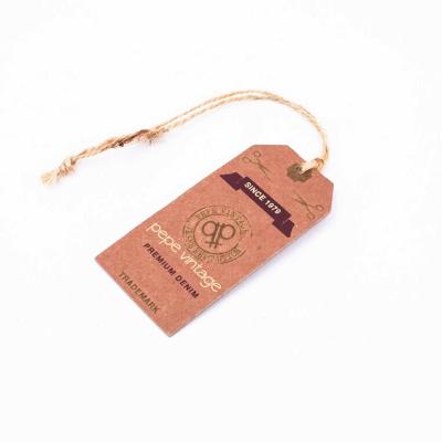 China Customized Viable Logo Brown Kraft Paper Tags Wholesale Printable Packaging Tags With String for sale