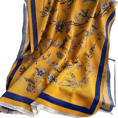 China 2021 Trend Autumn And Winter New Warm Floral Jacquard Scarf Female Wild Short Beard Tassel Scarf for sale