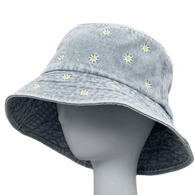 China Bison Jean Bucket Smile Face Embroidered Fisherman Hat Panama Bucket Hats for sale