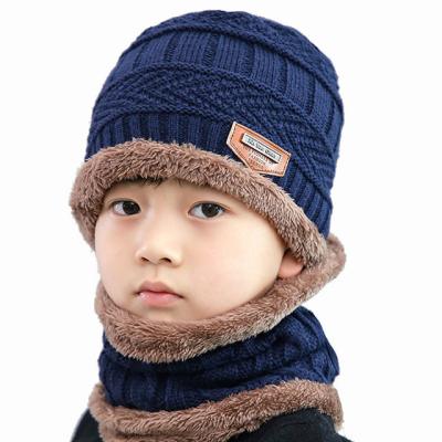 China Sun Protection Autumn And Winter New Woolen Hat And Scarf Set Winter Hat Thick Warm Knitted Children for sale