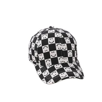 China Sun protection Four Seasons Smiley Face hip-hop hat personality checkerboard boys and girls wild color baseball for sale