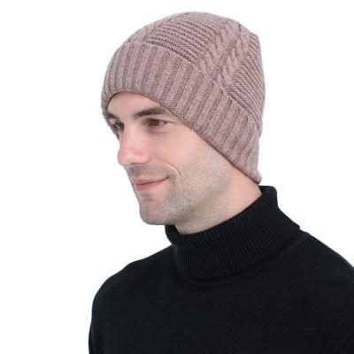 China New Image Men's Autumn And Winter European And American Style Plus Velvet Knitted Warm Twist Wool Hat for sale