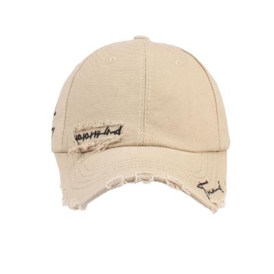 China breathable & Retro spring and summer hat waterproof British literary men and women washed cave fashion piercing baseball cap for sale