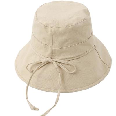 China 2022Sunshade Sunscreen Fishing Casual Hat Soft And Cute Bow Bucket Panama Bucket Hat Bulk Custom Made for sale