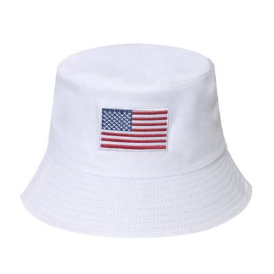 China Sun Protection American Flag Retro Embroidered Cotton Fisherman's Hat Sunscreen Outdoor Sunshade Double Sided Unisex Fashion Wild Bone Hat for sale