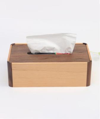 China Modern Wholesale Wooden Home Decor Tissue Box Wood Tissue Holder Box With Slip Lid for sale