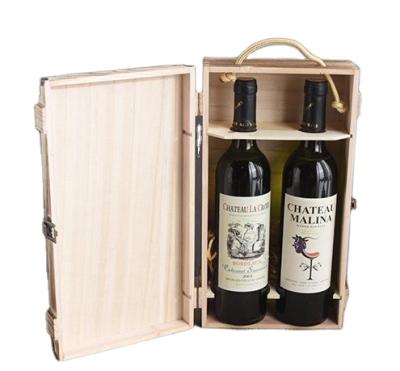 China Antique Imitation Wooden Double Wine Boxes High Quality Manufacturers Wholesale Wooden Wine Boxes for sale