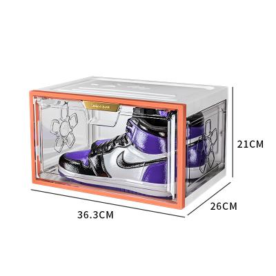 China Sustainable Transparent Sneaker Storage Display Case With Lid Clear Acrylic Shoe Box Sneaker Storage for sale