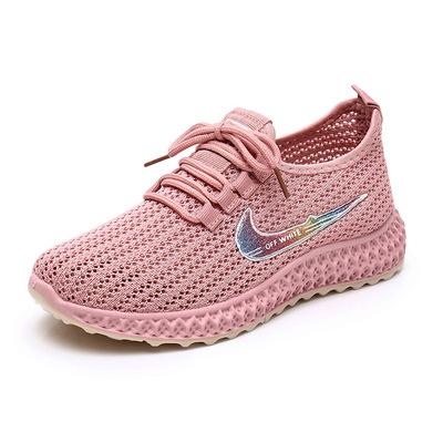 China Summer face fashion trend mesh flat single shoes mesh fabric sports breathable hollow soft mother leisure shoes for sale