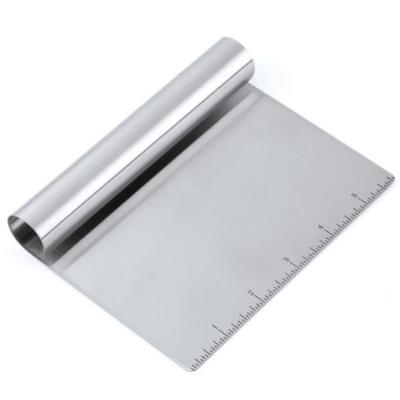 China 430 Stainless Steel Dough Cutter Metal Handle Baking Viable Pastry Dough Crafted Scraper Flour Dough Scraper for sale