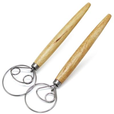 China Detuch Sustainable Dough Beaters Bread Mixer Wooden Egg Beater Handle Dough Mixer for sale