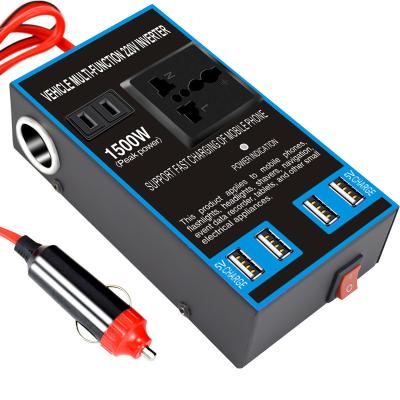 China Universal Travel Charger 0.3KG Car Inverter Converter 1500W 12V/24V To 220V 50hz Plug Adapter USB Port Socket Converter for sale