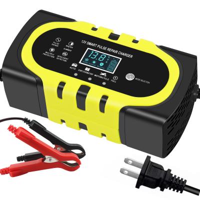 China EU AU US UK JP Smart Pulse Repair AGM Gel Lead Acid Battery Charger 12V 15A 10A 8A 7A 6A 5A for Auto Motorcycle Truck for sale