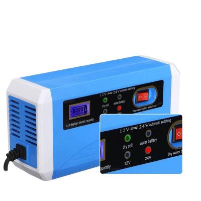 China 2023 12V 24V 10A Smart Car Battery Charger Power Charging Repair Type LCD Display Dry Wet Lead Acid Battery 100AH Charger for sale