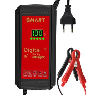 China Digital Display 12V 6A Pulse Repair Car Battery Charger for Fast Charging Electric Vehicle E-bike Scooter AGM Gel Efb Battery for sale