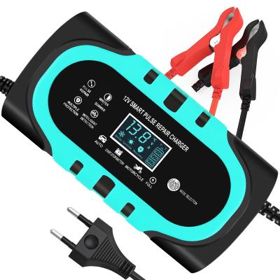 China 12V 10A Automatic Intelligent Pulse Repair Battery Charger for General Batteries and Electric Vehicle E-bike Scooter for sale