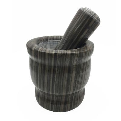 China Restaurant Kitchen Stone Tools Mortar Stocked Marble Pestle Set Garlic Herb Spice Grinding Crusher Large Quantity Stock for sale