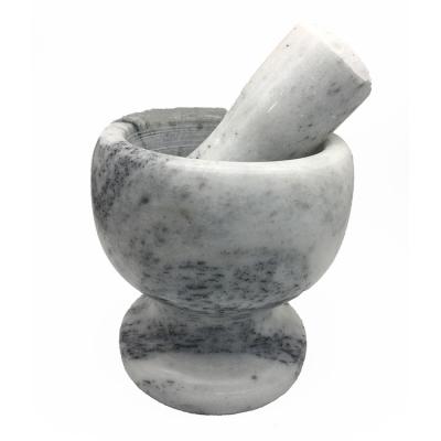 China Factory Price Stocked Wholesale Natural Marble Stone Mortar with Pestle Set Garlic Press Chopper Herbs Spices Teas Garlic Grinder for sale