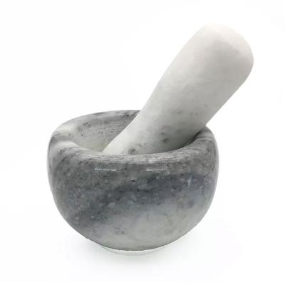 China Stone Stocked Natural Marble Mortar and Pestle Set Unpolished Marble for Kitchen Spices Herbs Pesto Grinder for sale