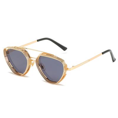 China Fashion Sunglasses TS21106 Steam Shape Sunglasses Men Hollow Metal Frame Triangle Sun Glass Eyewear Women for sale