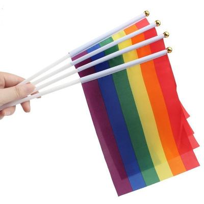 China Health Care Institutes Mini Handheld LGBTQ Progress Pride Flags Gay Rainbow Flags Mini Sunshine Pride Flags For Parade Party for sale