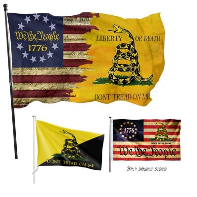 China Custom Design 3X5FT Sunshine Institutes New American Independent 3ply Shade Flag Day Don't Tread On Me Snake Flag Gadsden Flag for sale