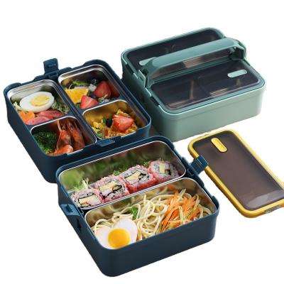 China Wholesale Reusable Bento Boxes Vacuum Lunch Box Stainless Steel Tiffin Amazon Kids Metal Silicone Lunch Box Kids Stainless Steel Freshness Keeping for sale