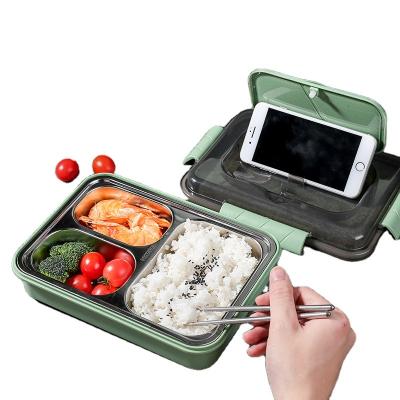 China Amazon SS304 Wholesale Microwavable Food Grade School 3/4 Stainless Steel Compartment Insulated Bento Lunch Box for sale