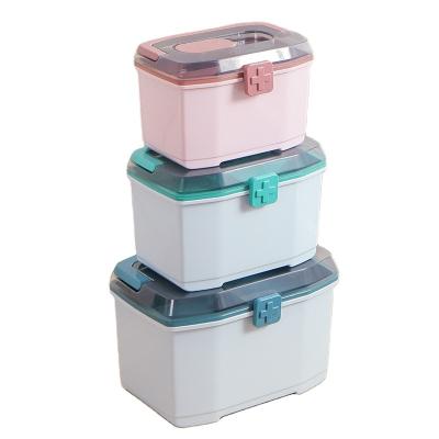 China Durable Dust Proof Large Capacity Medicine Box First Aid Care Medicine Storage Case Family Mounted Multi Layer Plastic Medical Box for sale