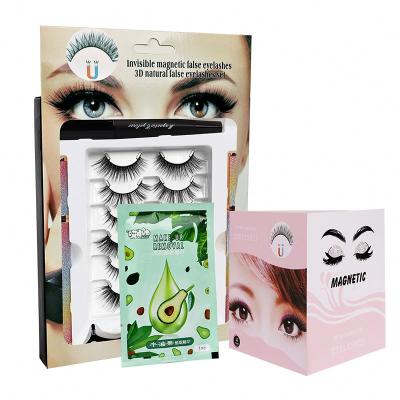 China Hot Selling Glueless 0.10mm 0.12mm Handmade Synthetic Fiber Invisible Magnetic Eyelashes With Box for sale