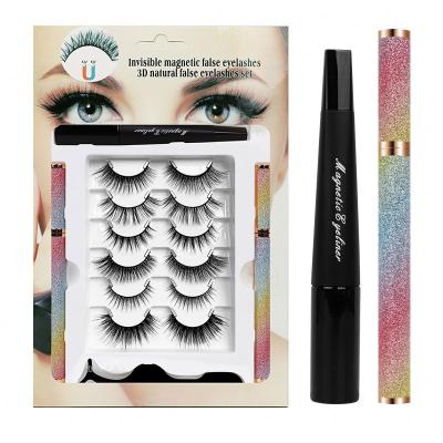 China 6 Pairs New Minvisible Agnetic Good Quality Professional Glueless Eyelashes Set Without Eyeliner for sale