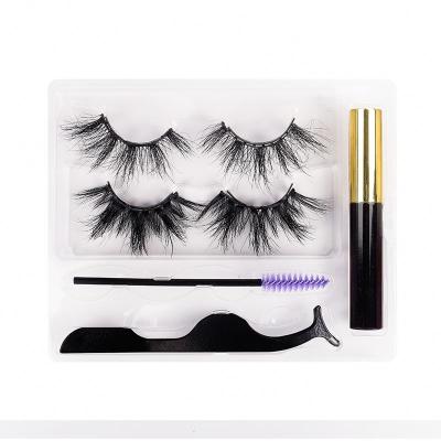 China High Quality Low Price Natural Mink Fur Magnetic False Eyelashes Set With Glue For Sale for sale