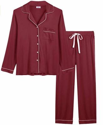 China Wholesale Thermal Solid Sleepwear Comfortable Cotton Longsleeve Plus Size Two-pcs Set For Women Pajamas for sale