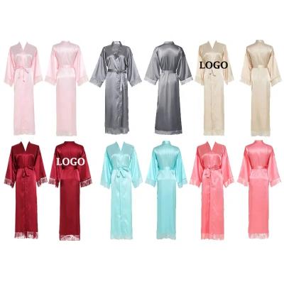 China New Design Thermal Pajamas Wholesale Charming Silky Satin Bathrobe Women Wedding Party Sleepwear Kimono Long Robe for sale