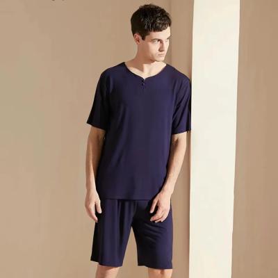 China New Custom Logo QUICK DRY Soft Short Sleeve T-shirt Lounge Wear Sets 2 PCS Bamboo Pajamas Men's Sleepwear for sale