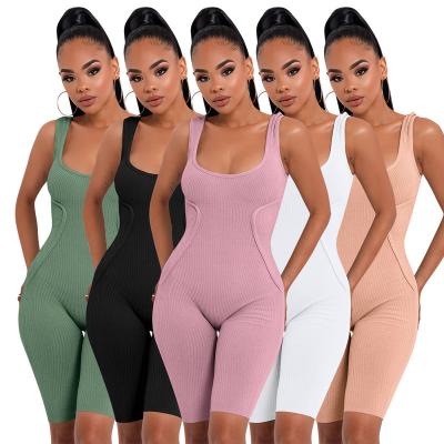 China New Arrival Casual Solid Women's Butt Jumpsuits QUICK DRY Sleeveless Slim Lift Pit Bar Jumpsuits For Women for sale