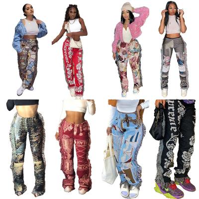 China Anti-wrinkle new TD spring plus size pants colorful high waist tassels sweatpants women pants for sale