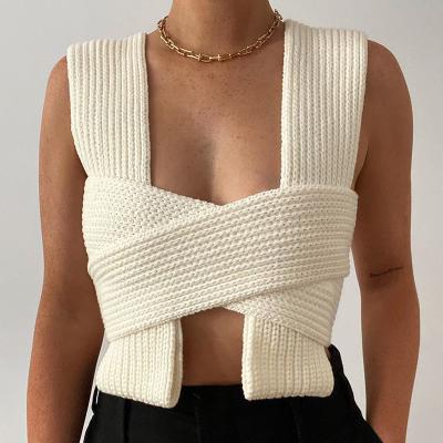 China TD Amazon Women QUICK DRY Chest Wrap Multi Wearing Cross Knit Crop Tops Woman Tops Fashionable Blouse for sale