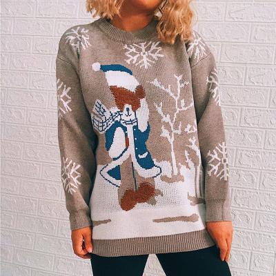 China Wholesale Anti-wrinkle TD Design Sweater Women Christmas Theme Sleeves Long Round Neck Pullover Girls' Knitted Sweaters for sale