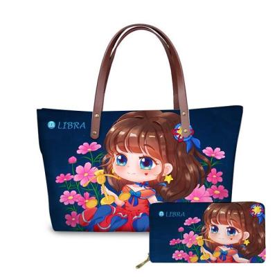 China TD Light Cartoon Printed Libra Sign Neoprene Bags Purses Ladies Handbags and Women Handbags Wholesale for sale