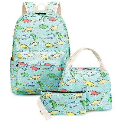 China Waterproof TD Dinosaur Canvas School Backpack Set Lightweight Teen Boys Girls Kids School Bags College Bookbag Fits 14 Inch Laptop Bag for sale